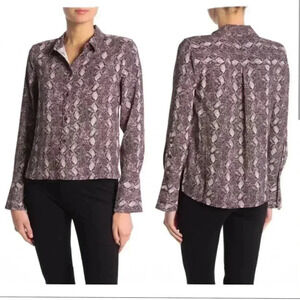 Equipment Huntley Snake Print High Low Blouse
